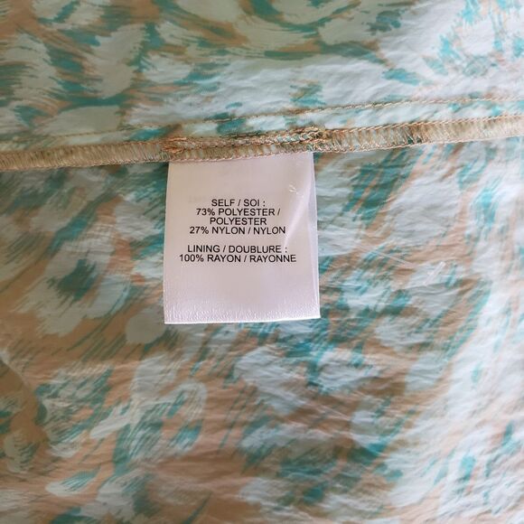 Tanya Taylor Jordan Top Blouse Short Sleeve Green Tan Women's Size Large - Picture 10 of 15